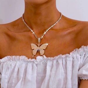 Gold butterfly necklace